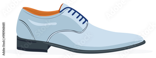 Formal Leather Shoe Illustration with Laces, Stylish Footwear Graphic for Fashion