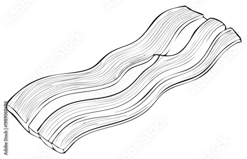 Bacon Strip Illustration, Line Art, Food Graphic, Breakfast Meat Cut