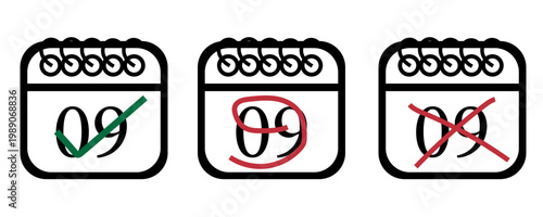 Koleksi ikon kalender dengan desain penandaan yang digambarkan tangan. Ikon kalender bervektorisasi datar dengan hari tertentu yang ditandai, hari ke 31.