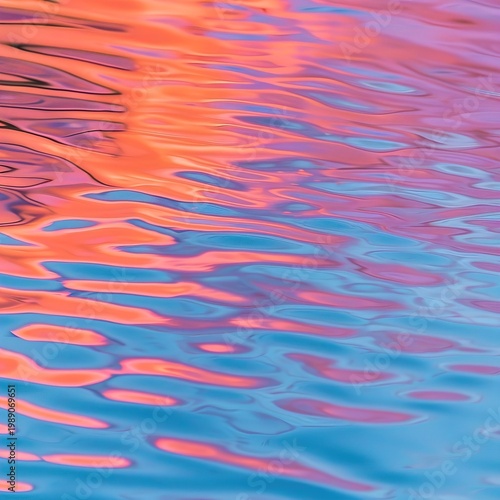 A vibrant and colorful abstract reflection on rippling water surface