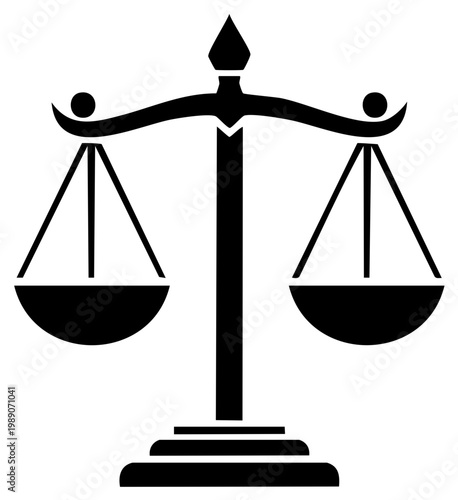 Scales of Justice Flat Icon Design. Judgement Balance Symbol. Law Court Icon