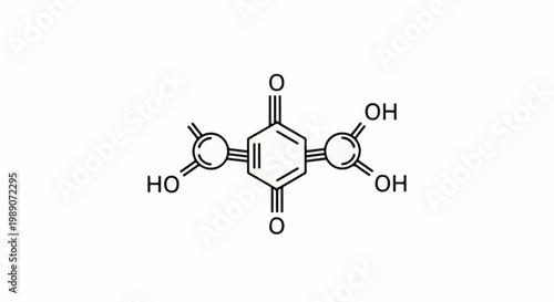 A chemical structure of a molecule with a hexagonal center and appended hydroxyl groups