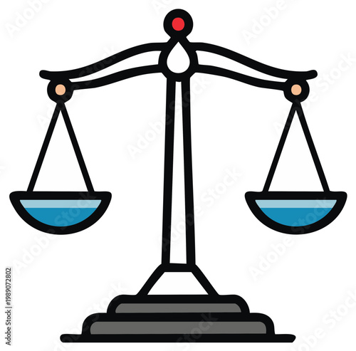 Illustration of a balanced weighing scale symbolizing justice and fairness
