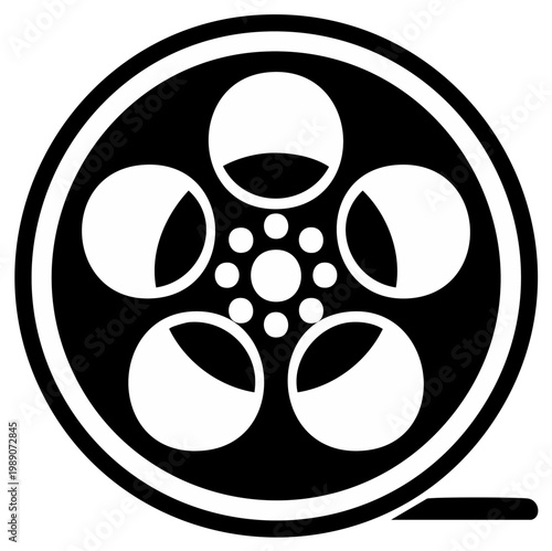 Film reel vector graphic in black and white, cinema or movie design