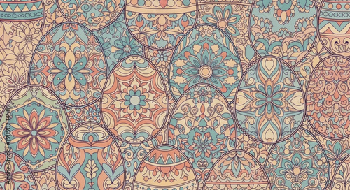 Intricate Geometric Pattern with Floral Motifs and Bohemian Style.