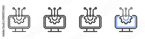 The Ultimate technology Styles with Variations Line of icon set vector illustration