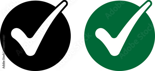 Two contrasting checkmark icons representing approval or confirmation in black and green