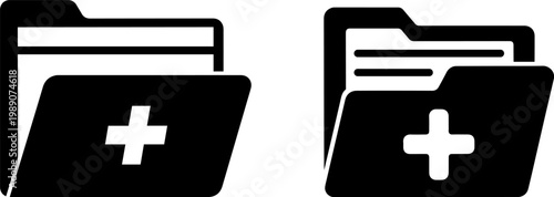 Two open folders with plus signs indicating creation of new files or subfolders