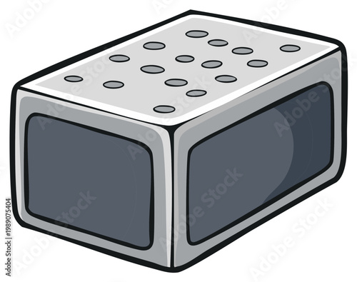 Vector illustration of a gray hollow concrete block with small circular perforations