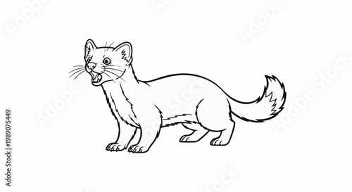 A playful cartoon weasel with sharp teeth and a bushy tail