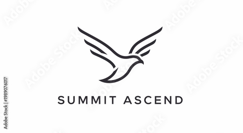 Minimalist line art soaring bird emblem, representing ambition, freedom, vision, and leadership for corporate success and creative digital ventures