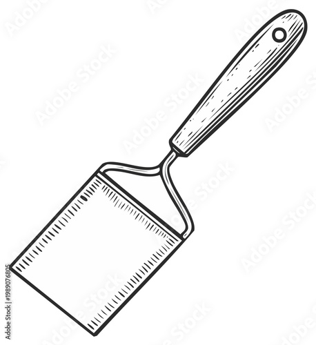 Flipping Spatula Hand Drawn Illustration Utensil Kitchenware Single Object Design Isolated