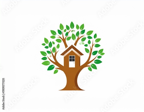 Eco-Friendly Tree and House Symbol