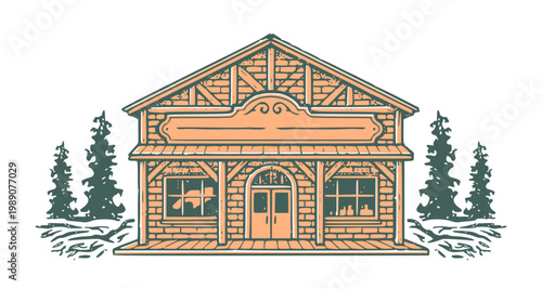 Vintage vector illustration of a house