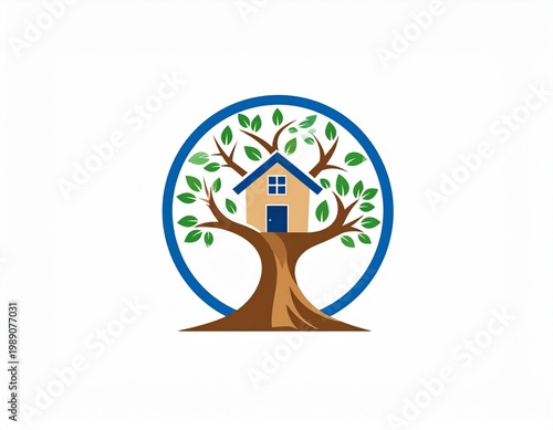Eco-Friendly Tree and House logo