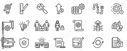 DMAIC vector illustration concept with icon of define, measure, analyze, improve, control, six, sigma, methodology, process and DMAIC universe icon set