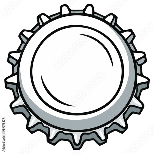 Empty Silver Bottle Cap Illustration Top View Blank Metallic Drink Closure Design Element