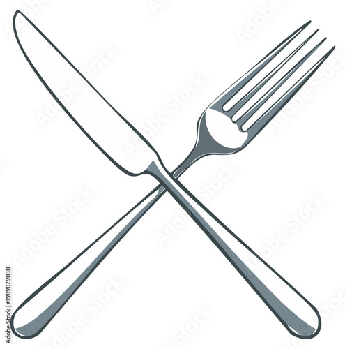Fork and Knife Crossed Cutlery Kitchen Utensil Dining Silverware Restaurant Menu Design
