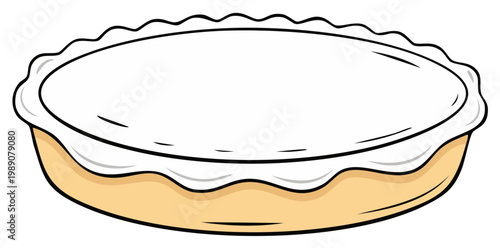 Illustration of a Delicious Homemade Pie with Creamy Topping in a Fluted Crust