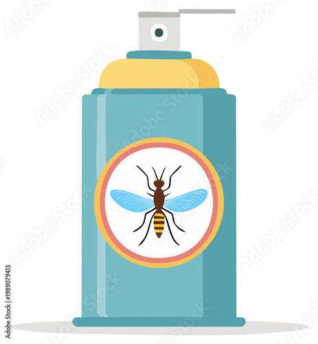 Insect repellent spray bottle with mosquito illustration, insecticide