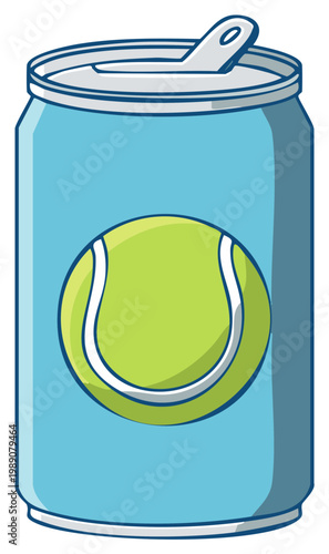 Cartoon Soda Can Featuring Tennis Ball Design Sports Drink Container