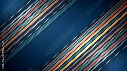 Multicolored Diagonal Lines on Blue Background.