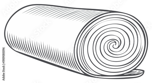 Rolled Up Material Engraving Style Design Paper Roll Parchment Scroll Illustration