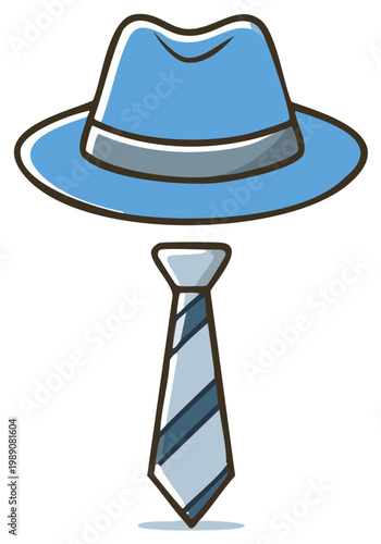 Cartoon illustration of an invisible man wearing a fedora and a necktie