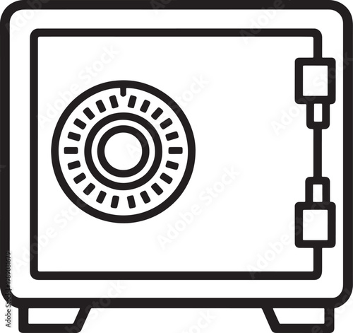Safe box with combination lock on front isolated on transparent background