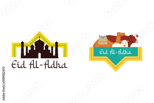 Mosque Frame Ornament Eid Al Adha. Eid Al adha Concept Icon. Vector Icon graphic illustration