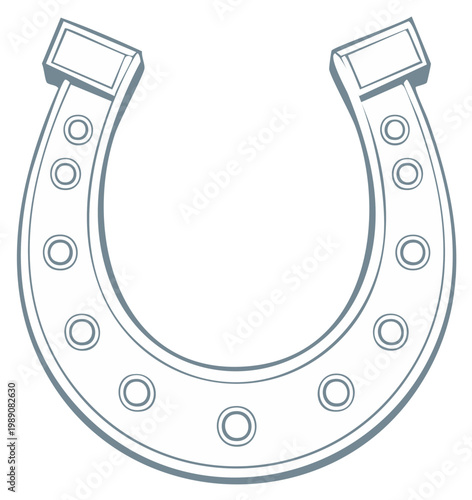 Simple outline illustration of a steel horseshoe, a symbol of good luck and equestrian sports