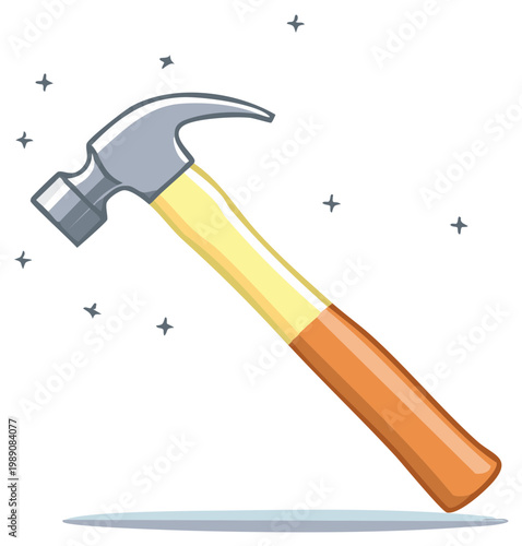 Colorful cartoon claw hammer tool icon sparkling for construction and handyman work