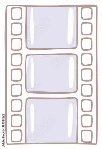 Hand-drawn retro film strip illustration with blank frames for memories and storytelling