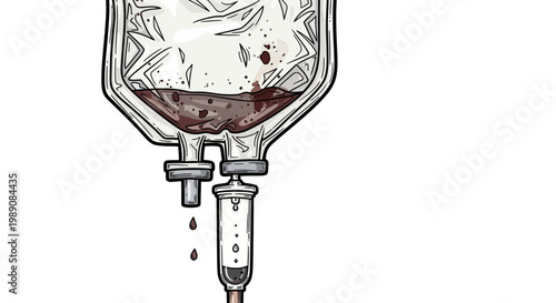 Blood IV drip bag, concept of medical treatment, transfusion, or blood donation