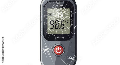 Broken Digital Thermometer with Cracked Screen