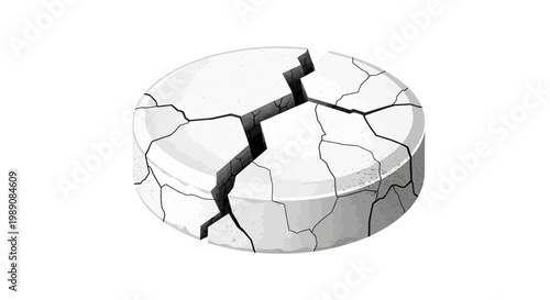 Cracked white pill, symbolizing broken healthcare or addiction