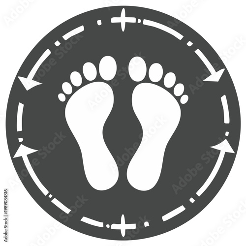 Footprint Icon with Directional Arrows - Guidance and Safety Symbol