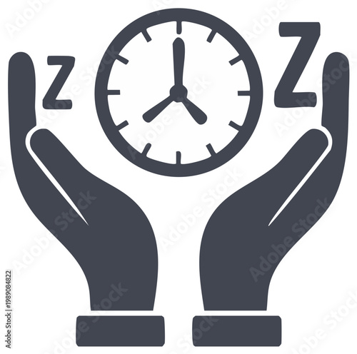 Simple flat icon representing sleep schedule management, bedtime, and healthy rest