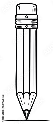 Sharpened wooden pencil with eraser drawing a straight line on a clean surface