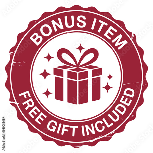 Fényképezés Red Marketing Badge with Bonus Item and Free Gift Offer