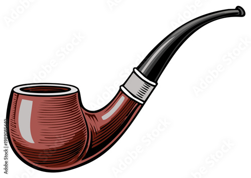 Vintage style classic tobacco pipe illustration featuring brown bowl and black stem traditional smoking accessory