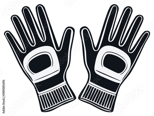 Pair of Protective Gloves Illustration - Winter Sport Gear, Handwear, Skiing Equipment