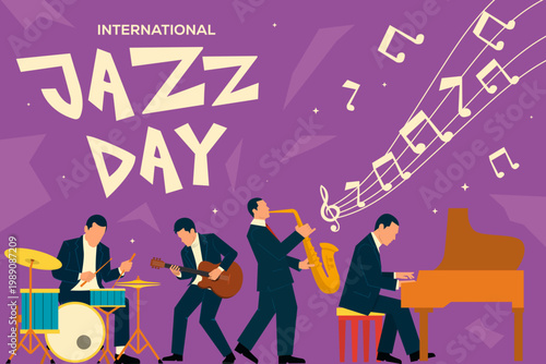 international jazz day background illustration in flat design