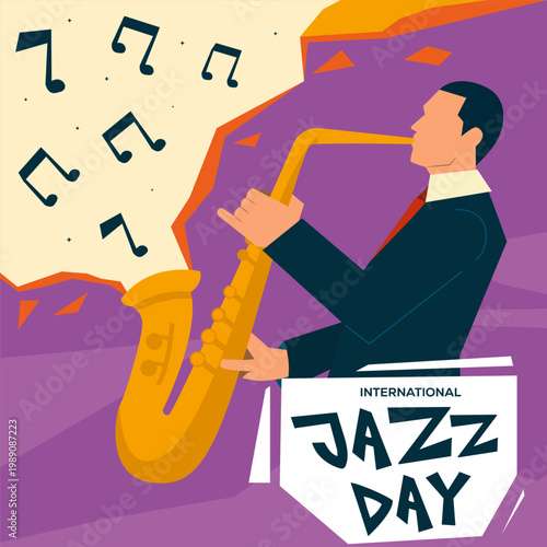 international jazz day illustration in flat design style