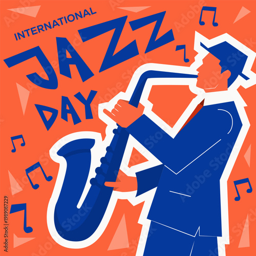 international jazz day abstract illustration in flat design