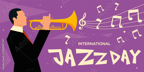 international jazz day banner illustration in flat design