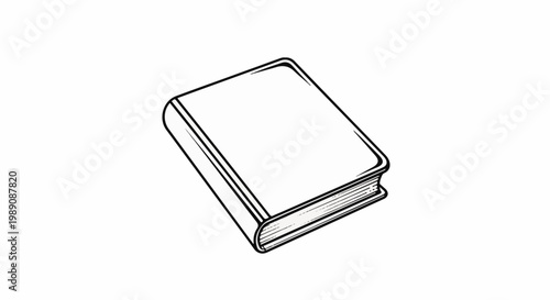 A simple black and white line drawing of a closed book