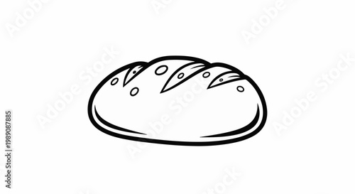 A simple, black and white line drawing of a loaf of bread