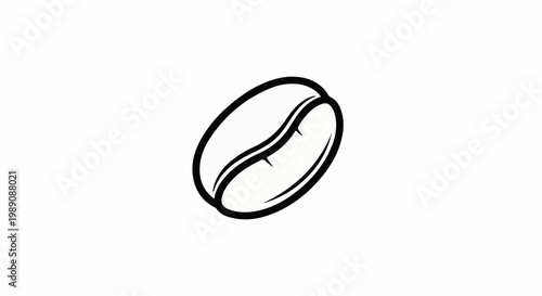 A simple black and white outline drawing of a single coffee bean