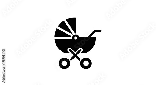 vector illustration of a silhouette of a stroller